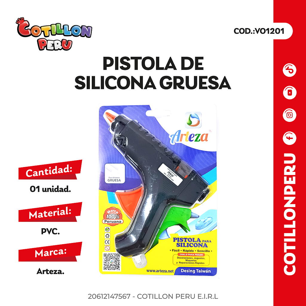 Pistola De Silicona  Gruesa x 1 Und