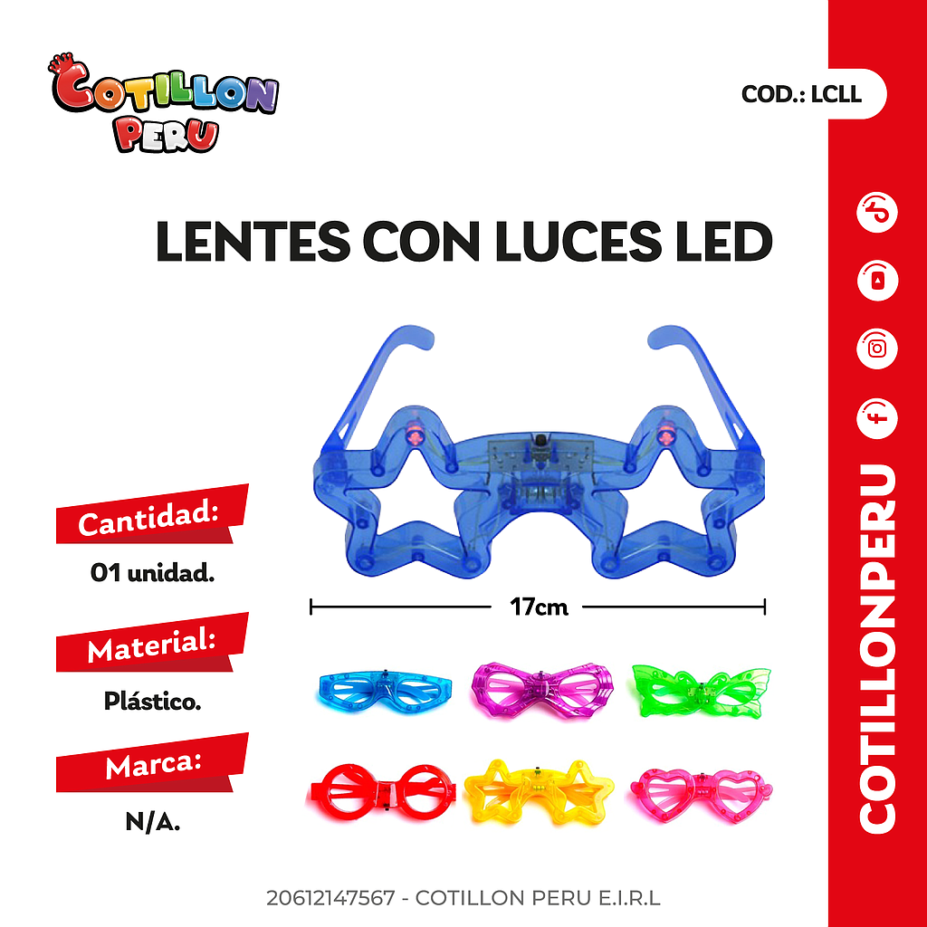 Lentes Con Luces Led x 1 Und