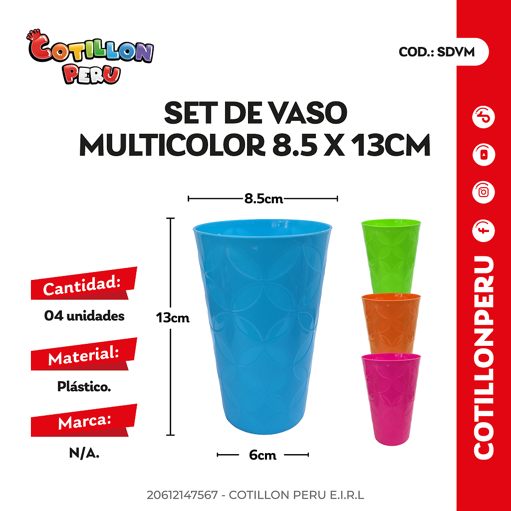 Set De Vaso Multicolor 8.5 x 13 cm x 4 und