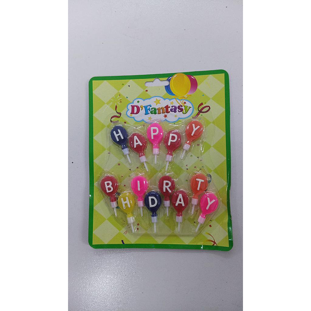 Vela Globo Happy Birthday D´Fantasy x 13 Und 